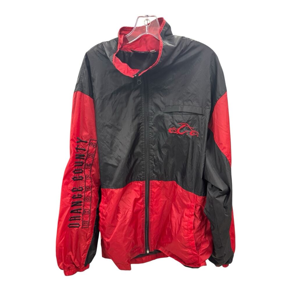 Vtg Y2K Mens Orange County Choppers Red & Black Windbreaker Jacket XL